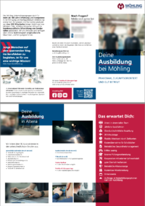 Ein Beispiel für einen Flyer den Pascal Grüger für die Firma Möhling aus Altena für das Employerbranding gestalten lassen hat.